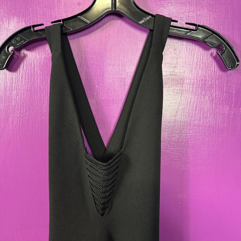 Solace London Edita Mini Dress Black US 2 Crisscross Back Deep V Minimalist - Picture 3 of 10